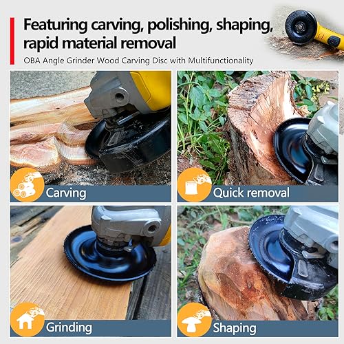 OBA Wood Carving Disc Set 3 PCS 4-1/2" Wood Grinding Wheel Sets with 5/8" Arbor for Angle Grinder Grinding and Polishing 3 Pcs set - 4.5 Inch