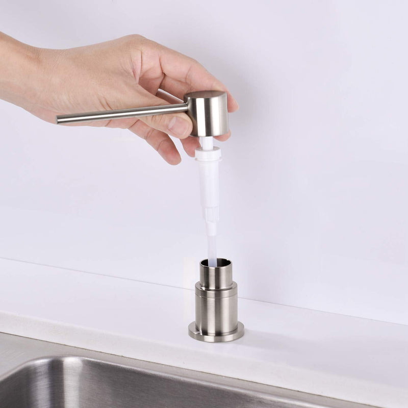 Sink Soap Dispensers,Brass Commercial Kitchen Soap Dispenser Liquid Lotion Dish Dispenser Built in Soap Dispenser Brushed Nickel Bathroom Soap Dispensers Pump, Refill from The Top 17oz(500ML) PET Bottle