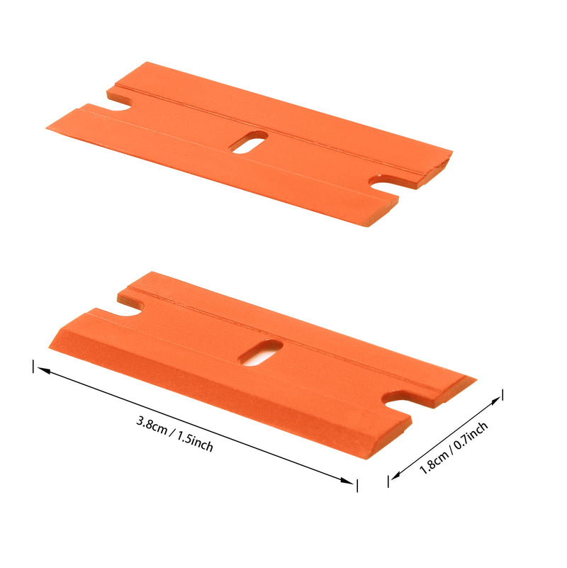 FOSHIO Plastic Razor Blades 600PCS Double Edged 1.5 Inch Suit for Razor Blade Scraper, Plastic Scraper with Plastic Blades for Remove Decals Stickers Adhesive Label and Glass Clean 600 Count (Pack of 1) Orange