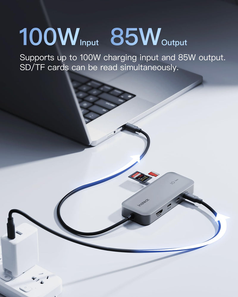 Inateck HDMI Docking Station 4K 60Hz, USB C Video+Data, 100W PD,10 in 1 USB 3.2 Type C Hub, 2 USB 3.0 A, RJ45 Ethernet, 1.6ft Cable, for Windows 7/10/11, Linux, MacOS 10.2, HB2030 USB C TO Multi Ports With 1.6ft cable
