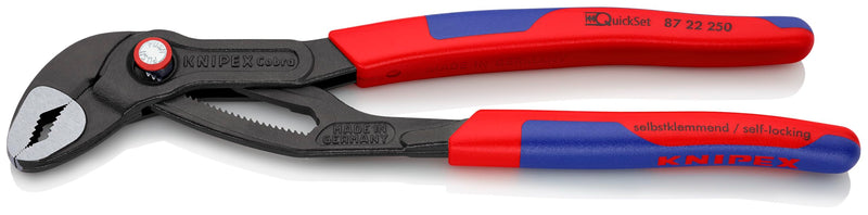 Knipex 87 22 250 10" Cobra QuickSet Hightech Comfort Grip Water Pump Pliers, Multi Component Grips 50mm Capacity, 250mm
