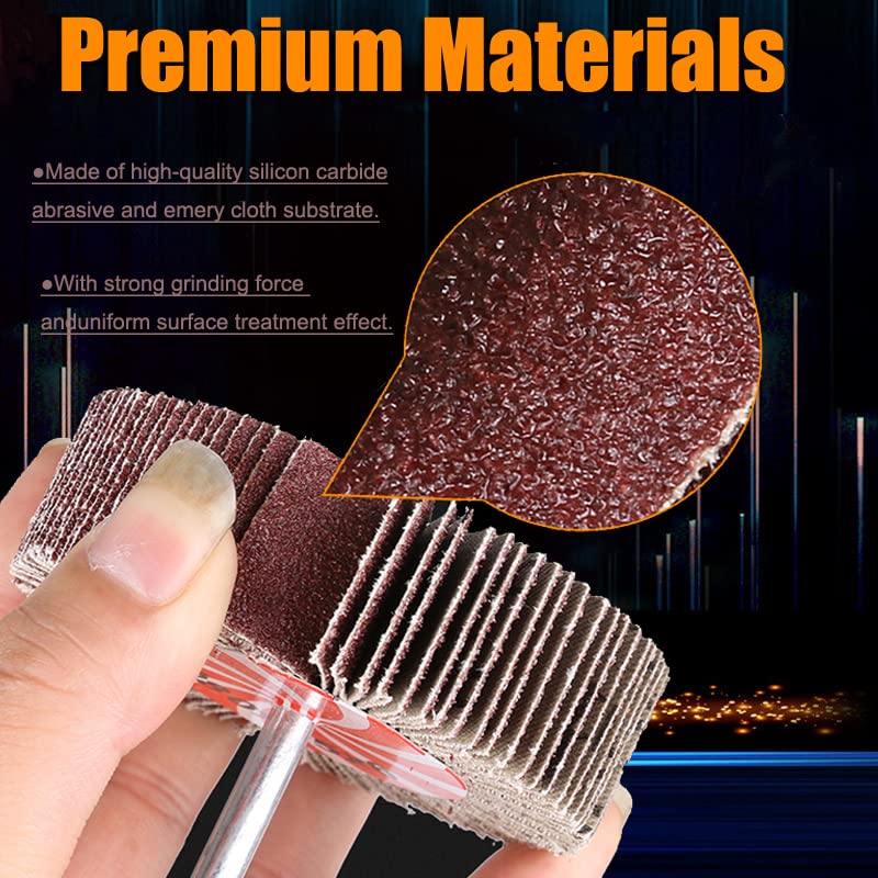 20 Pcs 5 Sizes 60/80/120/240 Grits Abrasive Flap Wheel Sander
