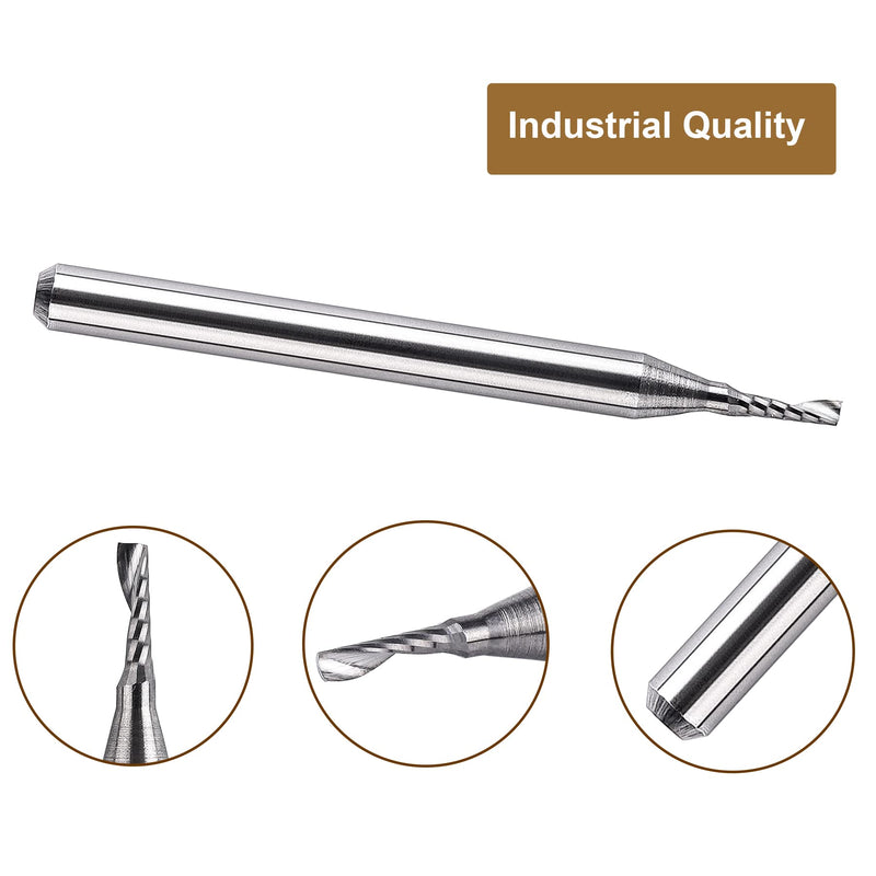 SpeTool 5PCS Carbide Spiral O Flute End Mill with 1/16 Inch Cutting Diameter 1/8 Inch Shank 3/16" Cutting Length,Single Flute CNC Router Bit for Acrylic PVC Wood Cutter 1/16"Dia-3/16" CL-1/8" Shank 5