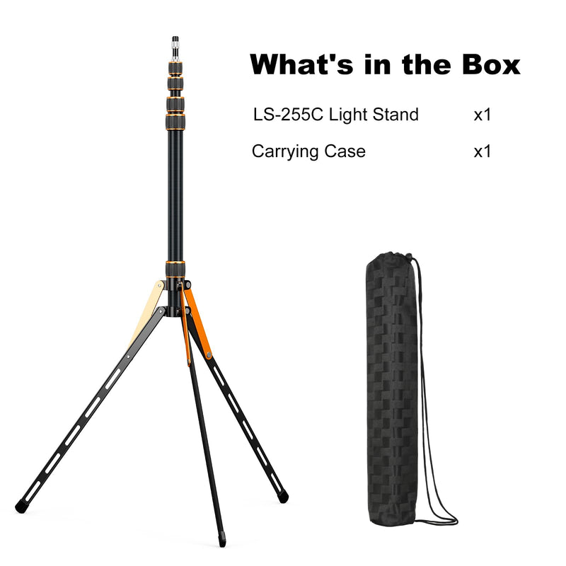 Carbon Fiber Extendable Travel Light Stand 7.2ft / 2.2m Sturdy Light Weight Portable Tripod Light Stand with Carry Bag for Photography Studio Outdoor Shooting Speedlight Flash Reflector Ring Light Carbon Fiber