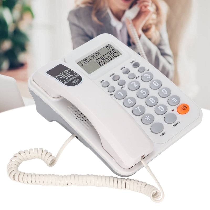 KX T2027CID Corded Phone, Landline Phone with LCD Display Desktop Phone for Home Office Hotel, Telephones Landline Corded with Semi Handsfree Call, Caller ID, 24 Ringtones(White)