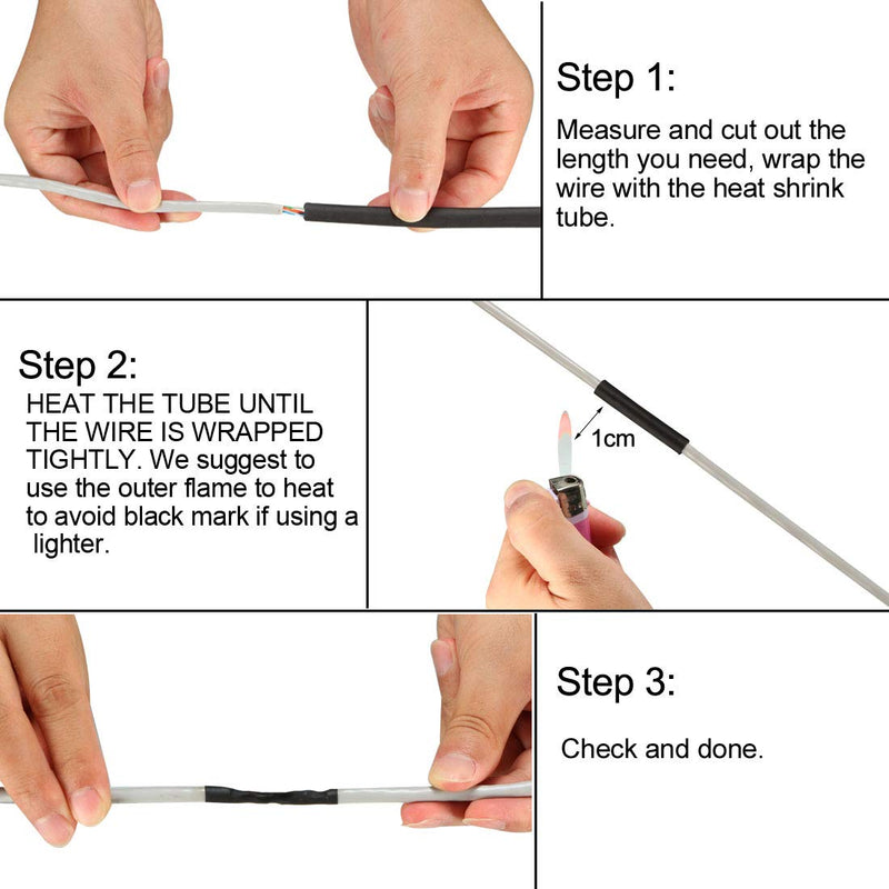 sourcing map heat shrink tubing 60mm dia. 98mm flat width 2:1 ratio cable sleeve 1m black
