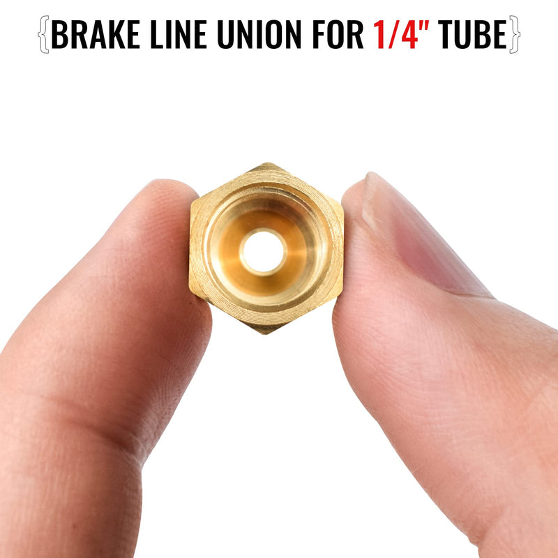 Brake Line Fittings for 1/4 inch Brake Line Tube, 7/16-24 Threads, 15 Pieces (5 Unions, 10 Nuts) 15pcs for 1/4 tube