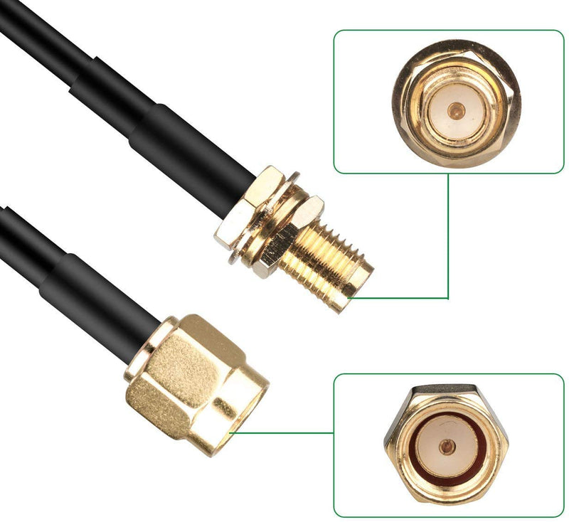 5-Pack 10ft WiFi Antenna Extension Coaxial Cable RP-SMA Male to RP-SMA Female for WiFi LAN WAN Router Bridge Antenna Security IP Camera Signal Booster Repeater Wireless Network Card Adapter