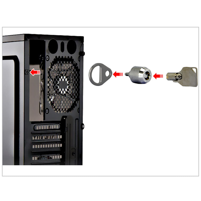 Silver Metal Desktop Computer Lock with Key, Anti-Theft, Modern Style, Works with Most Desktops & Docking Stations