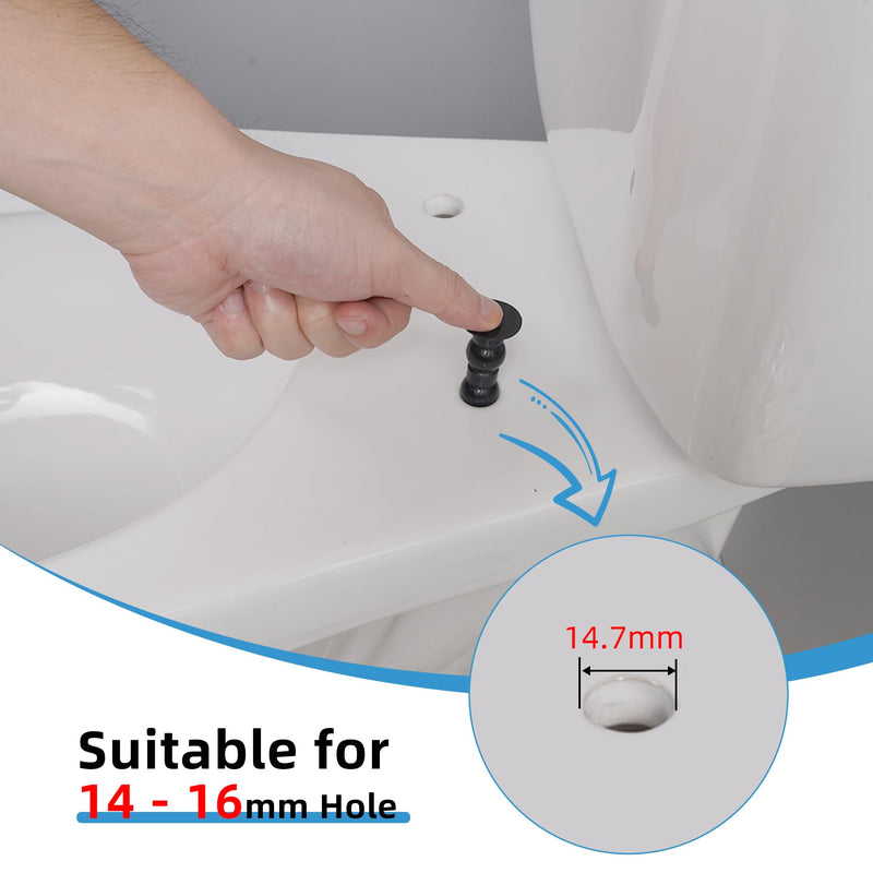 Hibbent 6 Pack Universal Toilet Seat Hinges Screw - Blind Hole Fixings Expanding Rubber Top Fix Nuts for Top Mounting - 3 Pairs With Two Expandable Ball