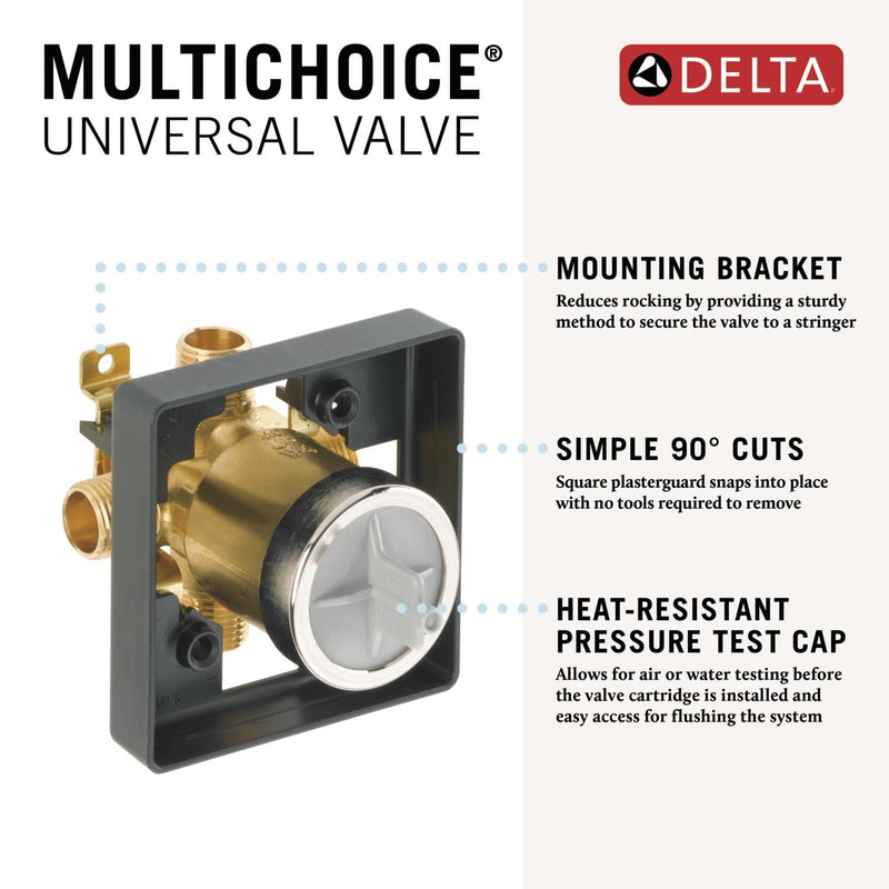 Delta Faucet R10000-UNBXHF MultiChoice Universal Shower Valve Body for Shower Faucet Trim Kits High Flow