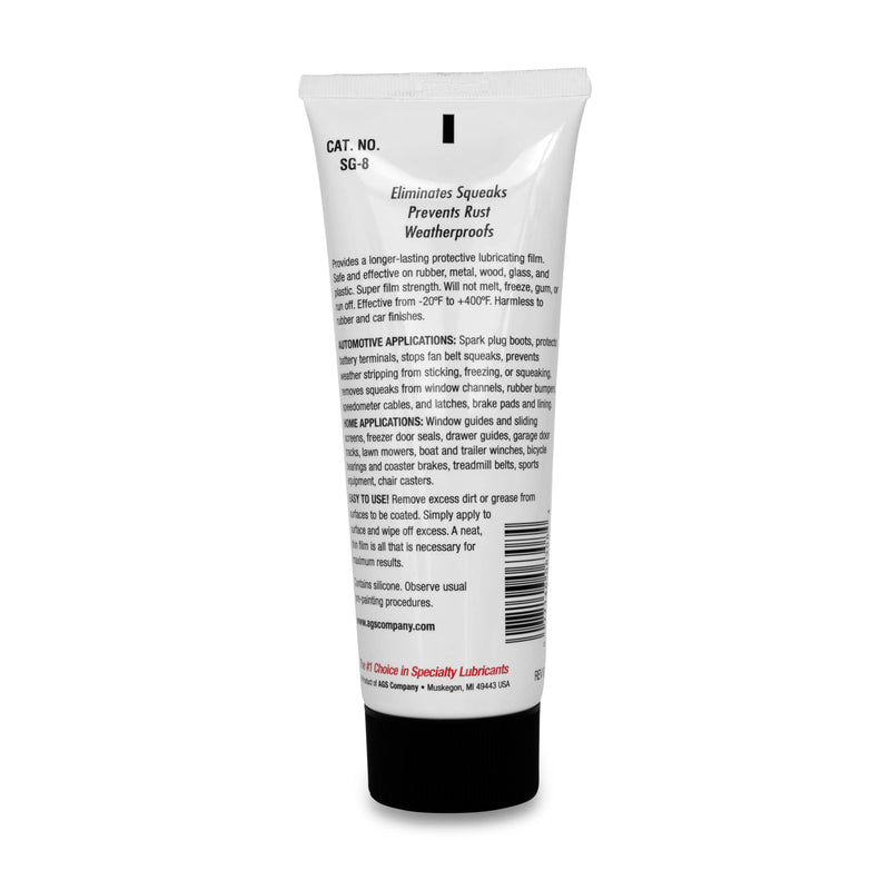 AGS SIL-Glyde Multi-Purpose All-Weather Lubricating Compound for All Surfaces - 8 oz Tube, Versitle Multi-Purpose Lubrication, All Weather, Auto, Home, Farm and Shop