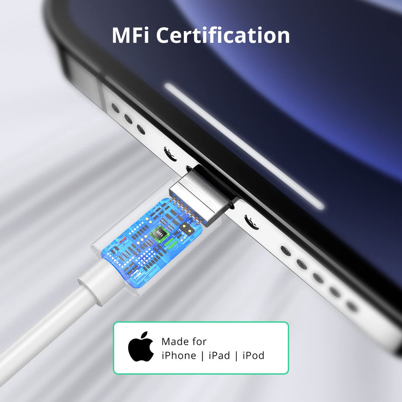 iPhone charging cable, Lightning cable [2Pack1M] iPhone original cable [MFi certified] for Apple iPhone 14 13 Pro Max Mini XS XR X 8 7 6 6s Plus 5 SE, iPad Air (White) 2Pack1M