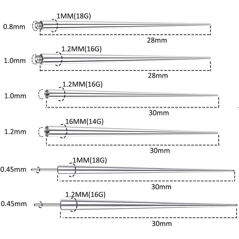 Piercing Insertion Aid, 14g, 16g, 18g, 20g Piercing Needle Set, Surgical Steel Piercing Change Tool for Ear Studs, Nose, Lip, Belly, Nipple, Tongue