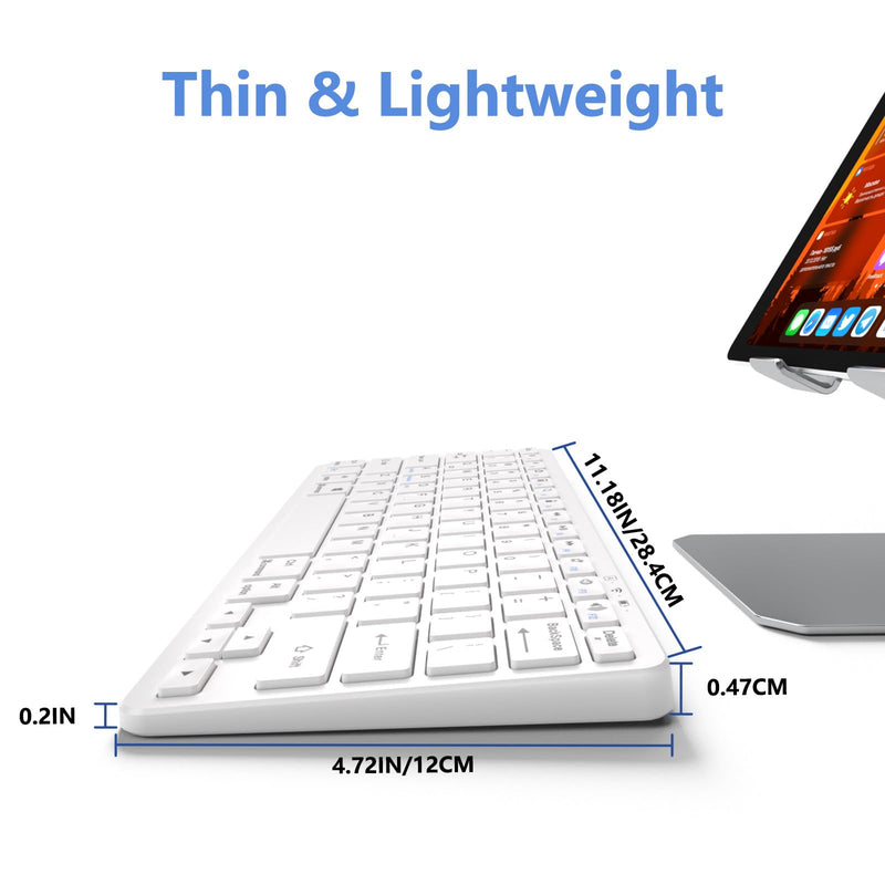 Bluetooth Keyboard for iPad, Bluetooth Keyboard Compatible iPad 10th 9th 8th, iPad Air 5th 4th, iPad Pro 13/12.9/11 inch, iPad Air 13/11 inch, Portable Keyboard Including iOS, Android, Windows - White