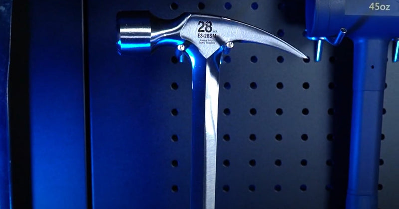 ESTWING Framing Hammer - 28 oz USA Made Long Handle Straight Rip Claw Hammer with Milled Face & Shock Reduction Grip - E3-28SM