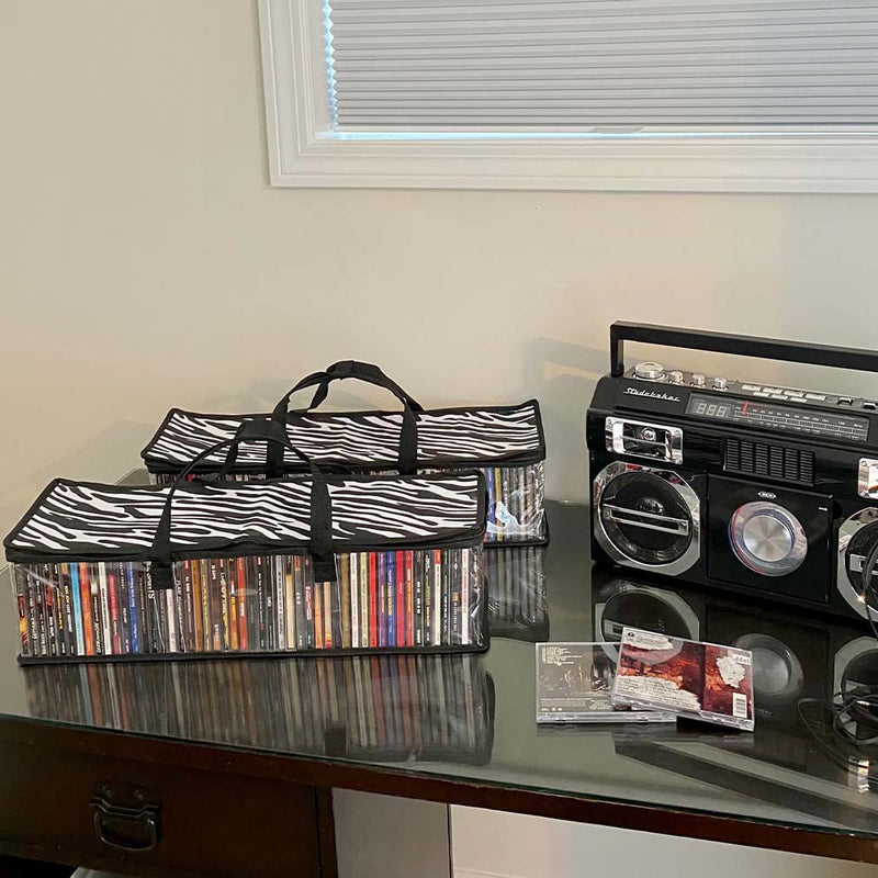 Evelots 2 Pack CD Storage Bags, Clear PVC Plastic-Holds 96 CDs With Cases Total-Strong Handles-Protects from Scratches/Dirt/Dust/Moisture Set of 2