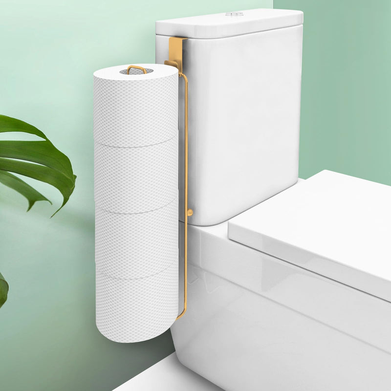 Conworld Toilet Paper Storage Wall Mount, Over The Tank Toilet Tissue Roll Holder Dispenser Reserve for Bathroom Storage and Organization, for 4 Roll Tissue, Gold, 1 Pack Gold,hold 4 Rolls-1 Pcs