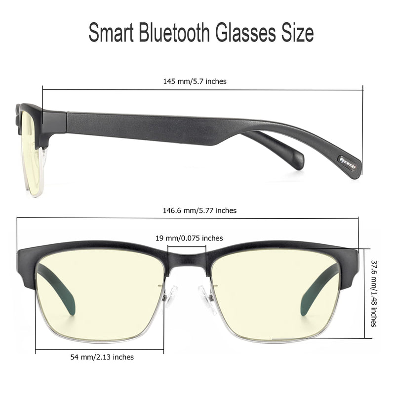 Bluetooth Glasses for Men, Smart Sunglasses, Audio Bluetooth Glasses for Women, Wake Up Voice Assistant Handfree Music Call for All Smart Devices-Blue Light Blocking (Silver) Silver