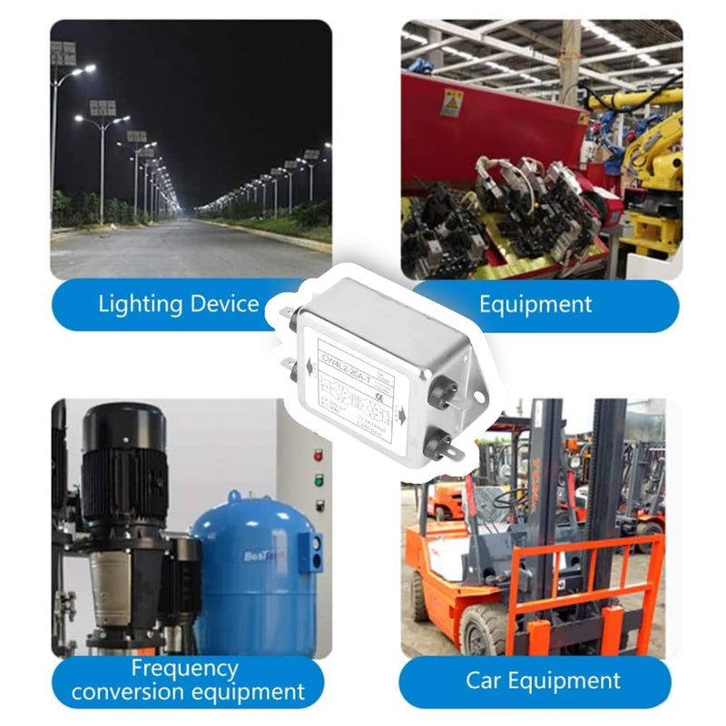 Line Filter 230V, Power Emi Filter 20A, CW4L2-20A-T, Line Filter Single Phase Filter, EMI Power Filter, 115V/250V 20A 50/60Hz, Electromagnetic Interference Filter