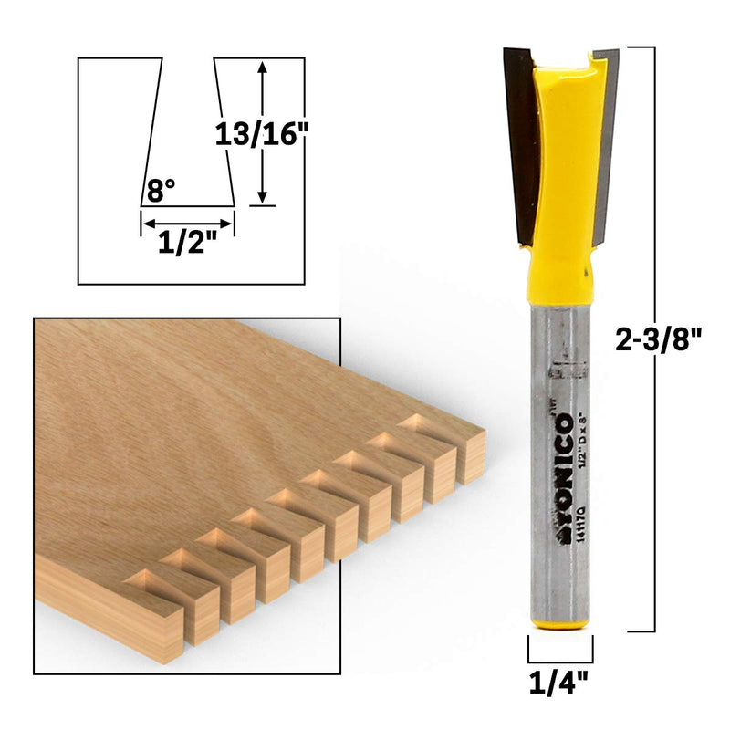 YONICO Dovetail Router Bit Set 5 Bit 1/4-Inch Shank 14520q 5 Bit Set - 1/4" Shank