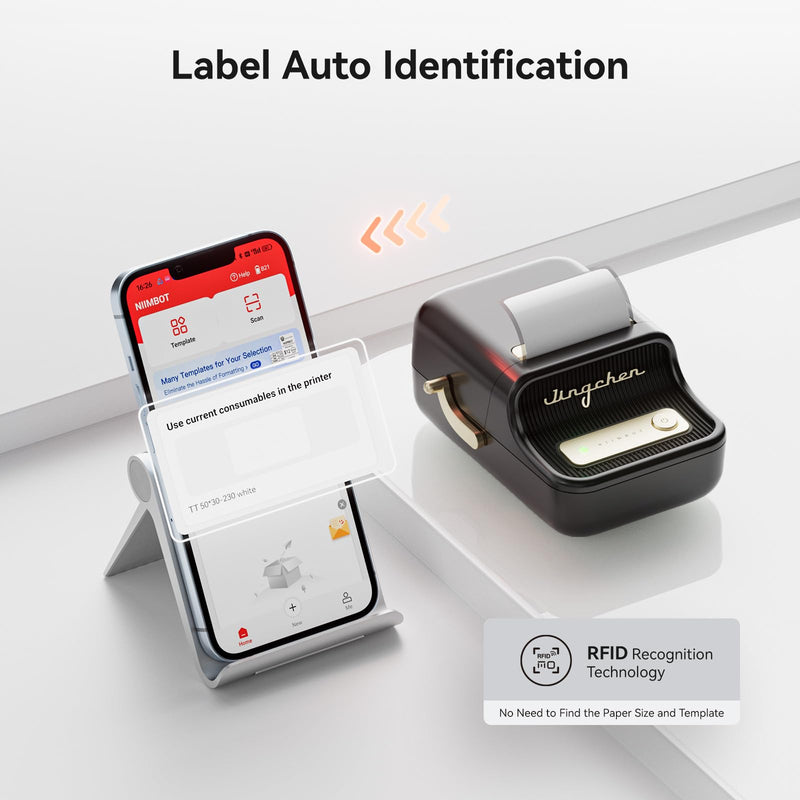 NIIMBOT B21 Label Maker, 2 Inch Portable Thermal Label Printer, Label Maker Machine with Tape, Compatible with Android, iOS & PC,Labeling for Home Storage Office and Small Business,Black Black