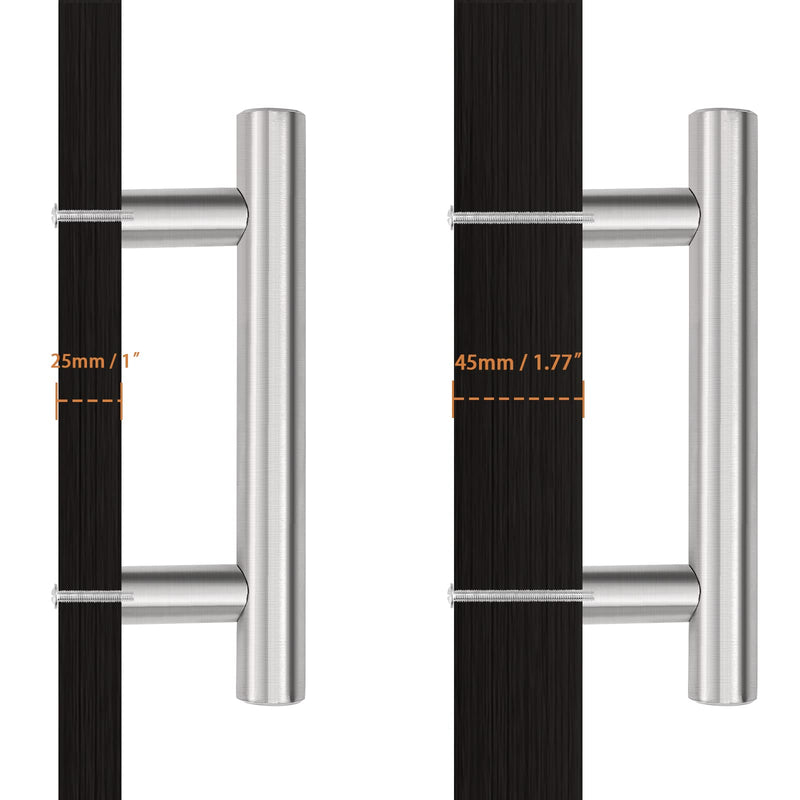 Probrico 25 Pack 2.5 Inch Kitchen Cabinet Handles, Brushed Nickel Cabinet Pulls Euro T Bar Dresser Pulls, Stainless Steel Kitchen Cabinet Hardware Drawer Handles, 4 Inch Length hole center 2-1/2"