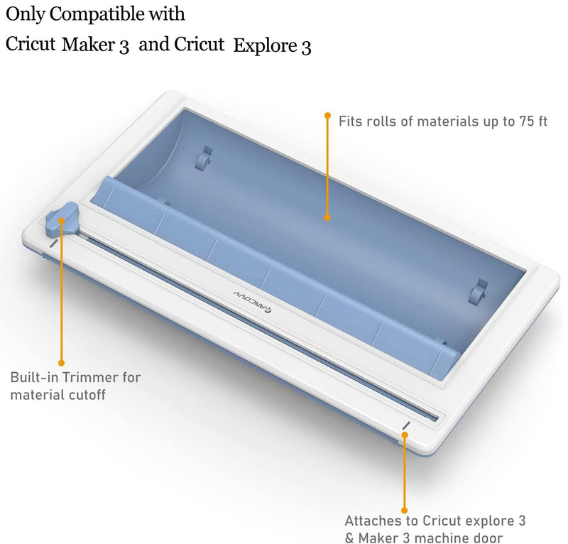 RANCOVY Vinyl Roll Holder with Trimmer for Cricut Maker 3 and Cricut Explore 3, Perfect for Clean Precise Cuts of Smart Vinyls and Heat Transfer Vinyl Iron On blue