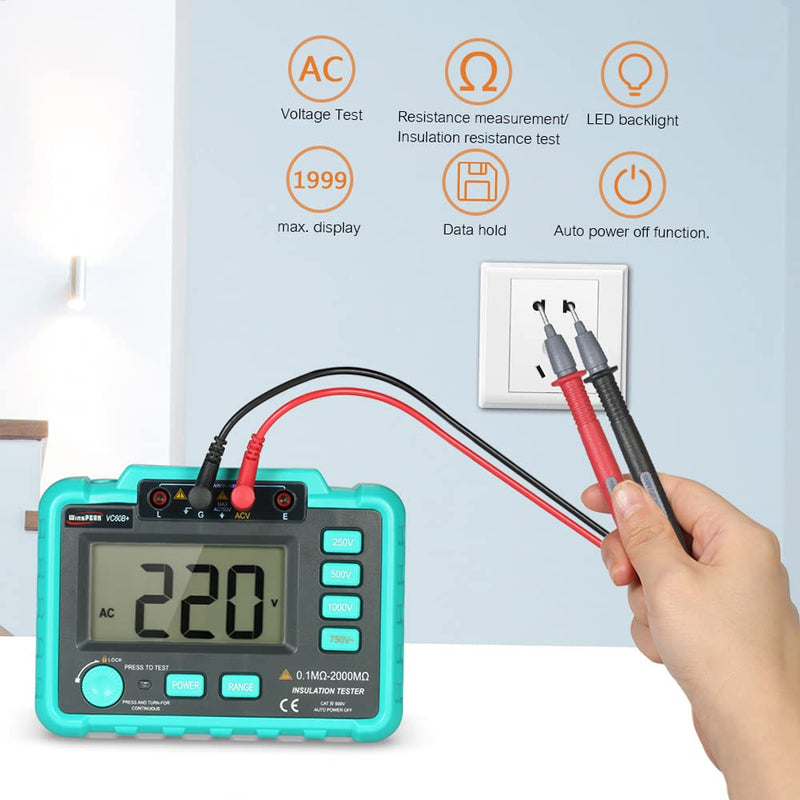 VISLONE VC60B+ LCD Digital Insulation Resistance Tester Megohm Meter Megohmmeter DC250V/500V/1000V AC750V