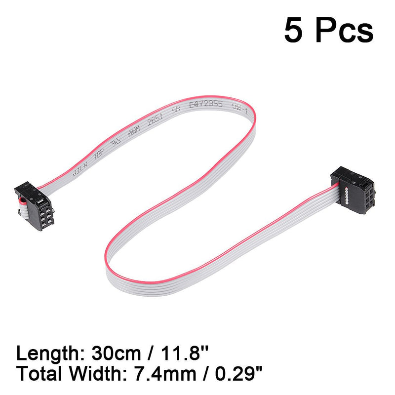 uxcell 5pcs,IDC 6 Pins Connector Flat Ribbon Cable Female Connector Length 30cm 2.54mm Pitch
