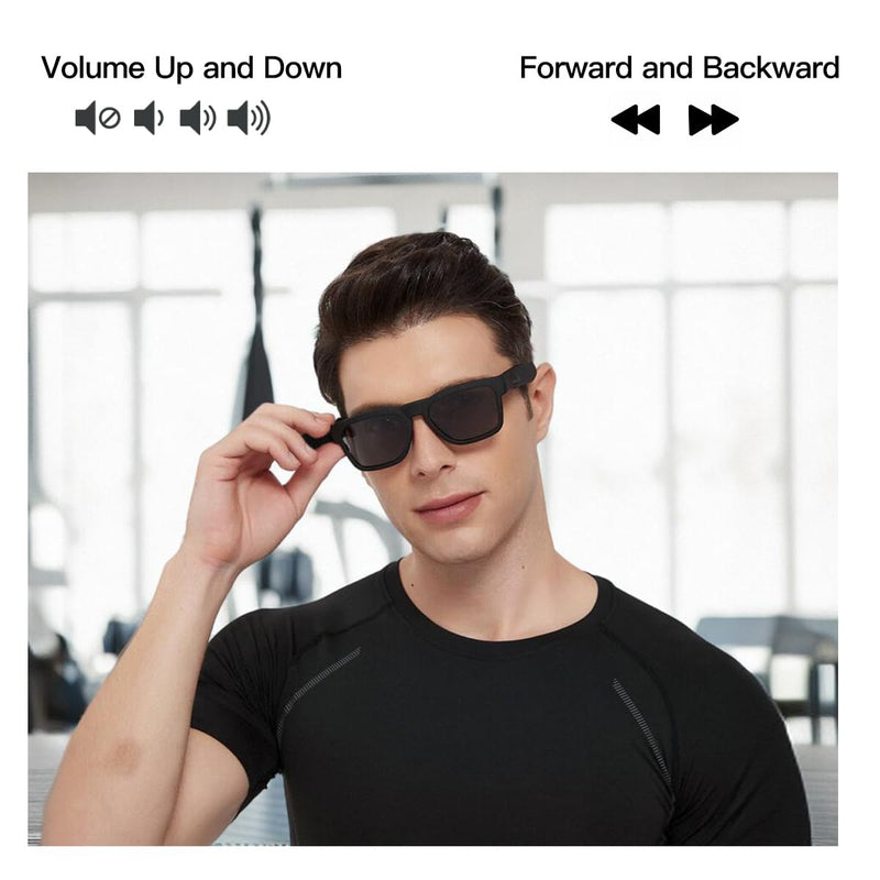 OhO Smart Glasses,Polarized Sunglasses with Bluetooth Speaker,Athletic/Outdoor UV Protection and Voice Control,Unisex(Grey Lens) Black Frame-black Lens (Color)