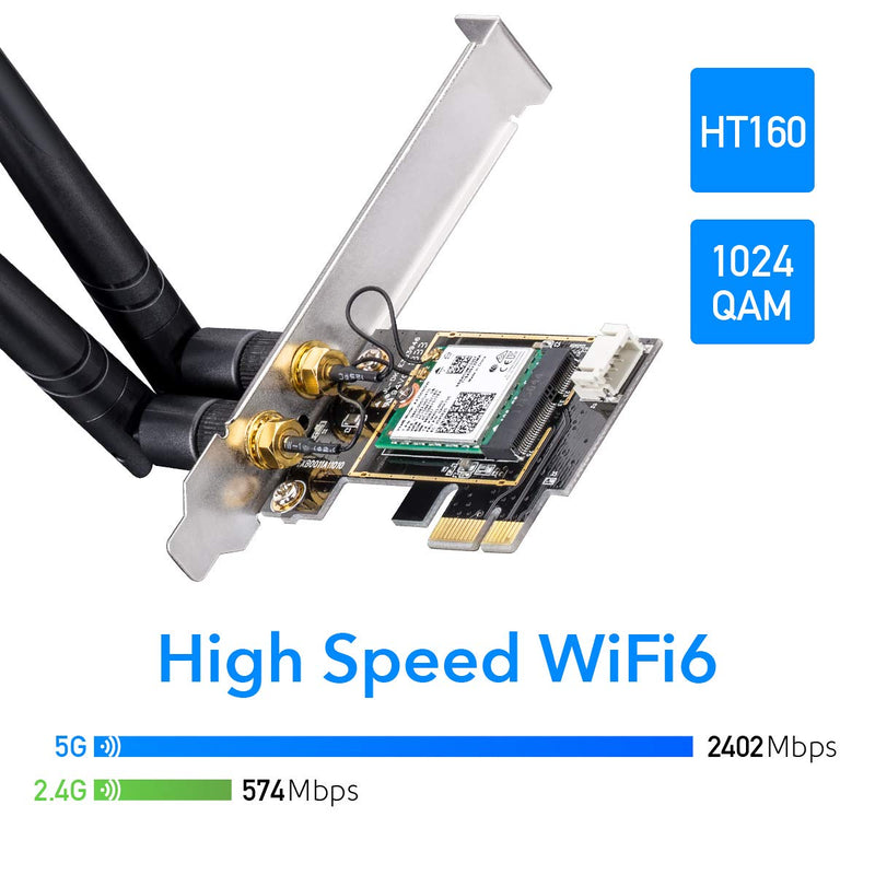 Cudy New AX3000 Wireless WiFi 6 PCIe Card for PC, Bluetooth 5.2, AX200, 3000Mbps WiFi 6 Speed, 802.11ax/ac/a/b/g/n, Windows 11, 10, WE3000