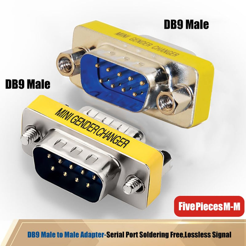 10-Pack 9Pin RS232 Serial Cable DB9 Male to Male/Female to Female Mini Gender Changer Adapter Coupler Connector 10-PACK (5M/M + 5F/F)