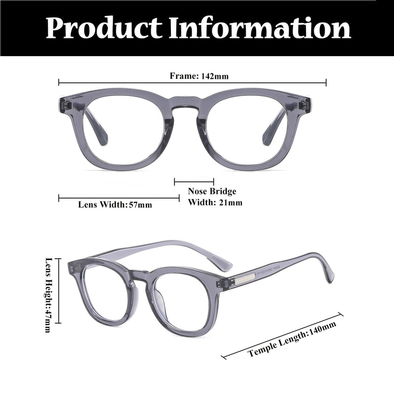 Blue Light Blocking Glasses for Men Women Retro Small Round Frame Computer Eyeglasses Anti Eyestrain Clear Frame Cleargreyclear