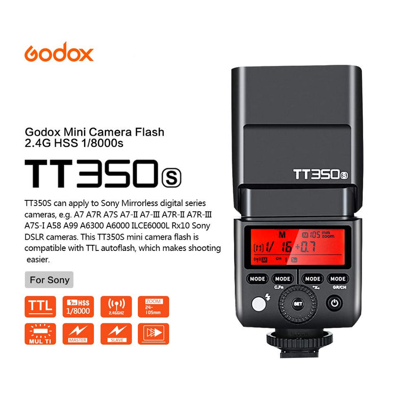 GODOX TT350S TTL Camera Flash GN36 1/8000s HSS Mini Flash Speedlight for Sony Mirrorless Cameras