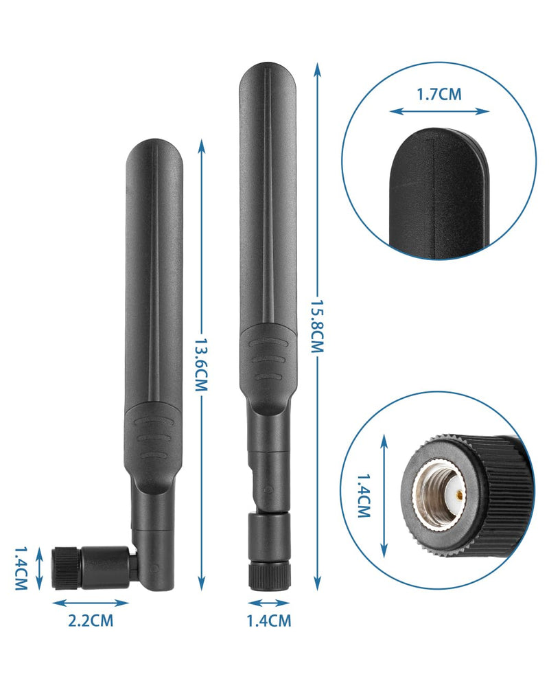 2PCS Dual Band WiFi Antenna 2.4GHz 5GHz 5.8GHz Antenna RP-SMA Male Antenna 8dBi 15cm/6in for Wireless Router Wireless Network Card USB Adapter 2pcs