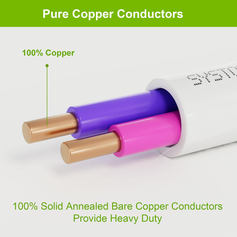 Syston Cable Technology 16/2 LED Lighting Dimmer Dimming Luminaire Control Wire Cable,16 AWG 2 Conductors Solid Bare Copper Unshielded Plenum Rated CMP CL3P FT6, for Ballast Wiring and Connection 100 FT 16/2 White Dimmer