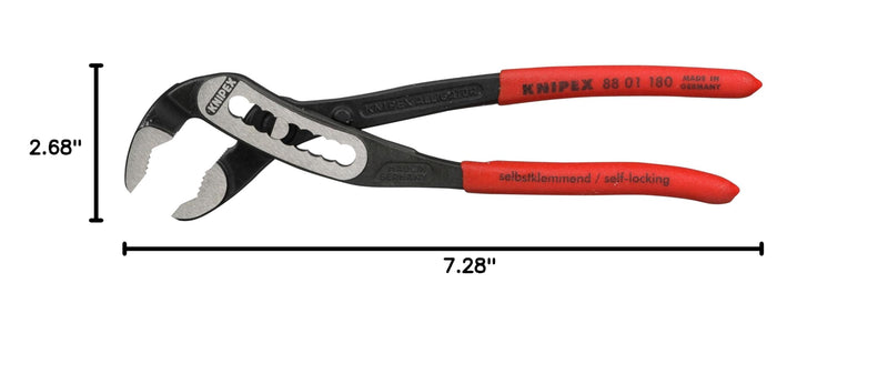 Knipex Alligator® Water Pump Pliers black atramentized, with non-slip plastic coating 180 mm 88 01 180 Grips Plastic Coated, Red standard packaging