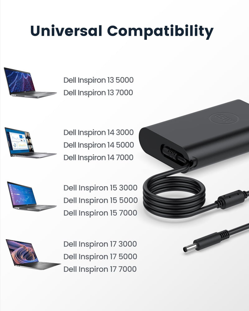 65W Original Replacement Dell Vostro Laptop Charger, for Dell Vostro 13 14 15 3000 5000 Vostro 16 5000 Series