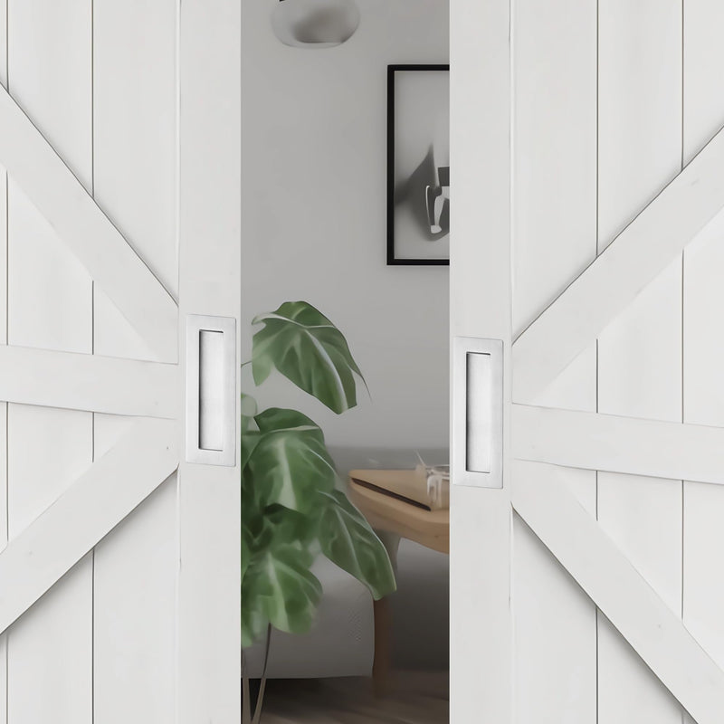 JOY DECOR 6 Pack Pocket Door Handles, 5.9" Rectangular Recessed Pulls for Sliding Closet and Barn Doors, Brushed Nickel Flush Finger Pulls 5.9 inches Brushed Nickel Rectangular