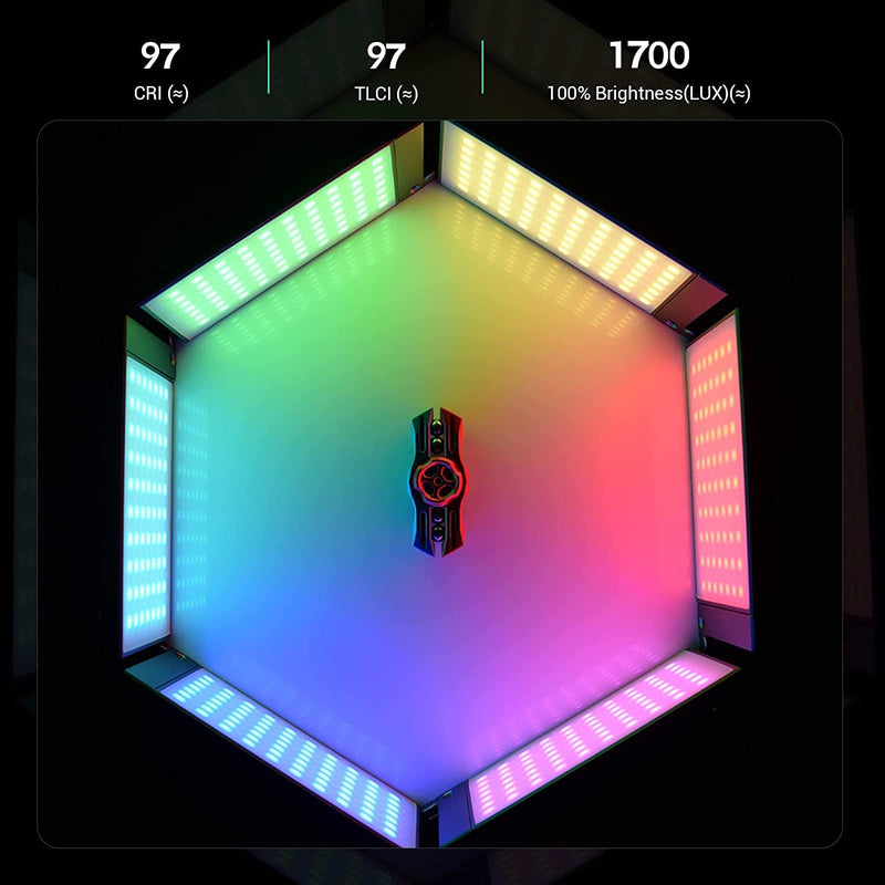Godox M1 RGB LED Full Color Video Light,Pocket Size RGB Mini Video Light，13W 2500k-8500k Adjustable,CRI97 TLCT97,Music Beats Light Function and 40 FX Lighting Effects with Aluminum Alloy Shell(Gray) Gray