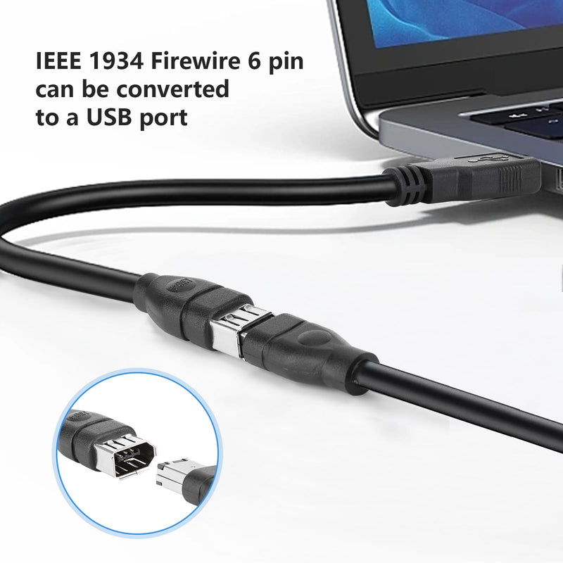 PASOW Firewire IEEE 1394 6 Pin Female to USB 2.0 A Male Adapter Converter Cable for Digital Camera, Digital Video recorders, Printer, Hard Disk - 20CM