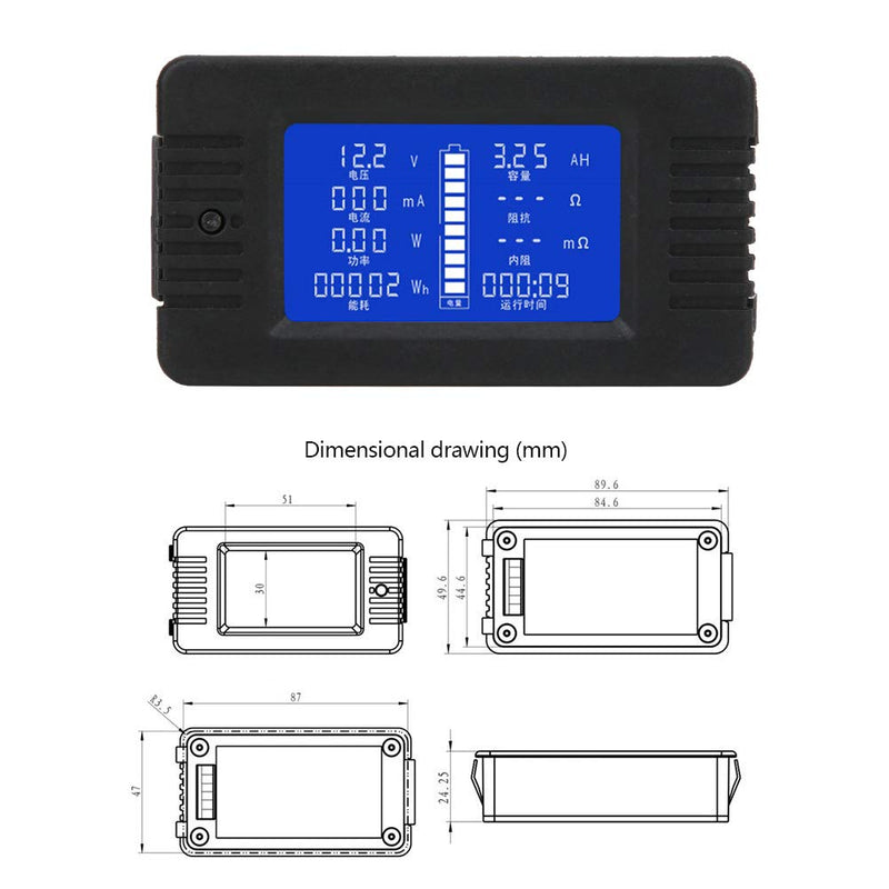 Fafeicy PZEM-015 Multifunctional Battery Meter, Battery Measurement Voltage, Power Energy Capacity Impedance Tester, 9 sets of measurement parameters can be displayed at the same time (015) 015