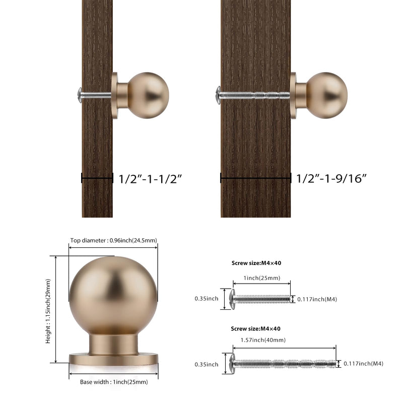 Haliwu 10 Pack Champagne Bronze Cabinet Knobs Kitchen Cabinet Knobs Round Drawer Pulls for Bathroom Kitchen Bedroom Champagne Bronze Round