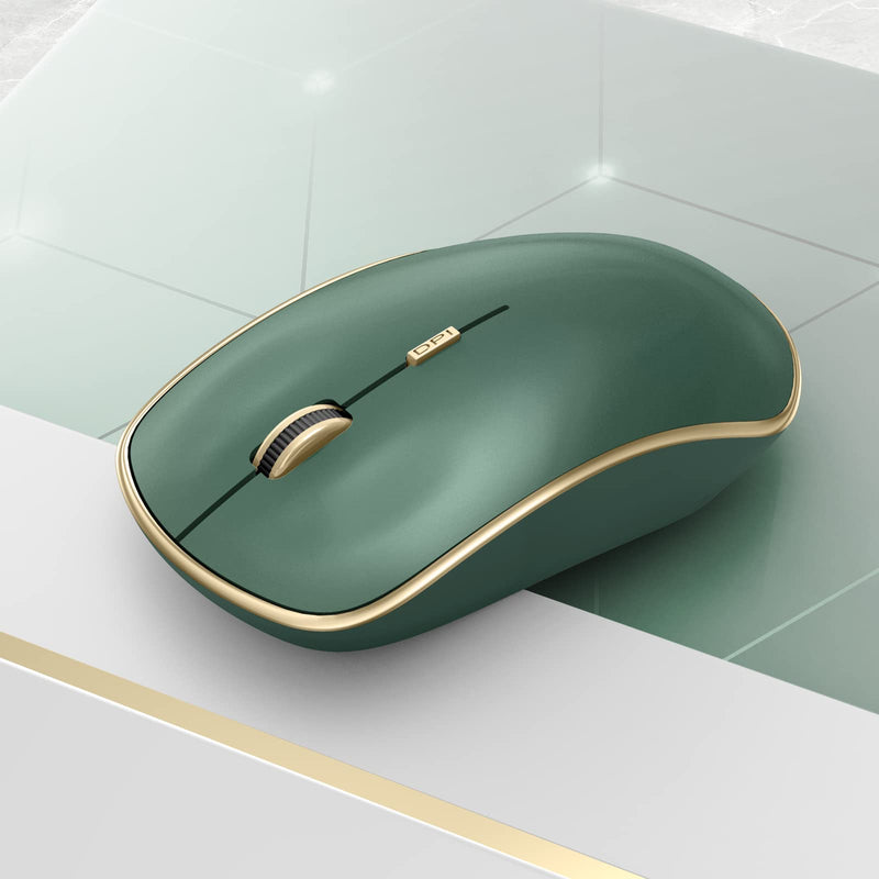 JOYACCESS 2.4G Slim Wireless Silent Mouse, Portable Wireless Computer Mouse with 5 Adjustable DPI Levels, USB Mouse for Desktop, Notebook, MacBook, Chromebook, PC (Green) Green