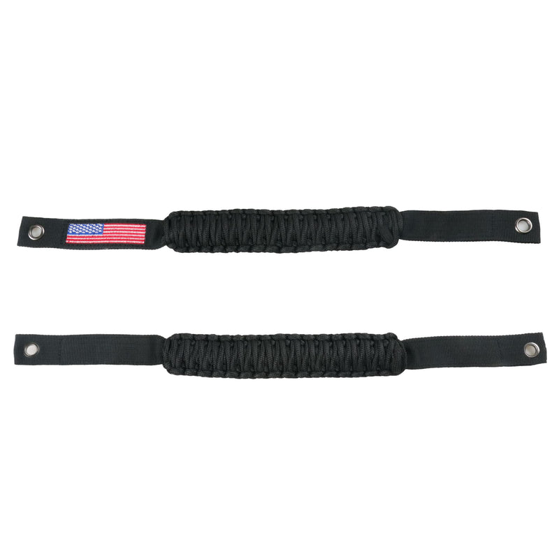 BESTAOO Roll Bar Grab Handles Paracord Grip Handle for Ford Bronco Accessories 2021+, with USA Flag Design, 2 Pack (Black) Black