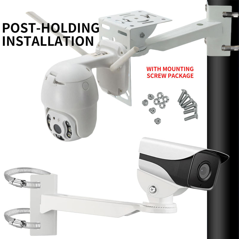 L-Shape Dome Camera Bracket, Wall Ceiling Mount for Security Dome Cameras, Wall Mount,Corner (Vertical Pole Bracket+Hoop 7.8 in ) L-Bracket + Vertical Pole bracket