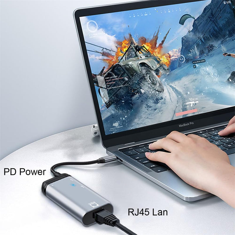 NFHK USB-C Type-C USB3.1 to 1000Mbps Gigabit Ethernet Network LAN Adapter with Female PD Power Port USB-C to LAN 1000Mbps+PD+OTG