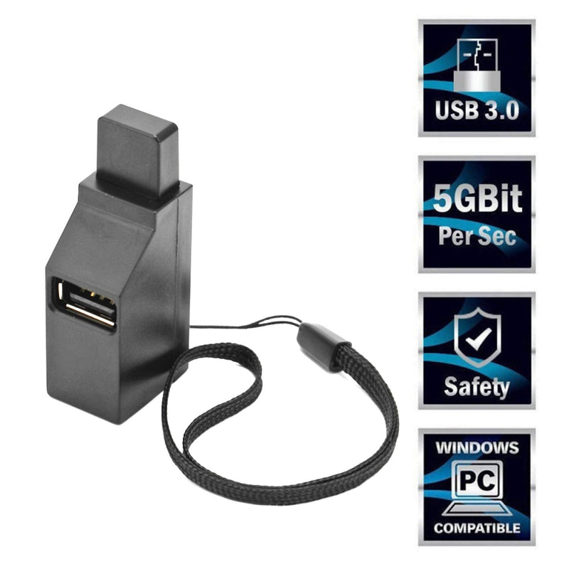 Mini USB Hub, 3 Port 3.0 USB Hub High Speed Splitter Plug and Play, USB Splitter Adapter Portable for PC, Laptop - Black