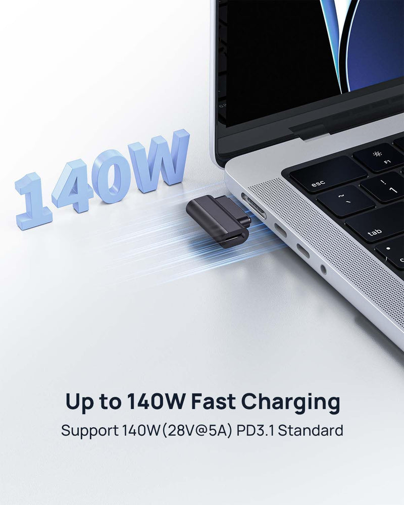 Lanhiem 140W PD Quick Charge USB C to Magnetic 3 Adapter, Compatible with Magsafe 3 Converter with LED Indicator Light for MacBook Pro 2024/2023/2021 (M1/M2/M3), MacBook Air 2022/2024(M3/M2), Grey